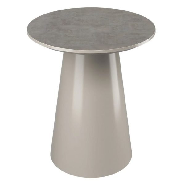 Simpsonville Wooden Round Side Table In Grey Concrete Effect | Bed Sava