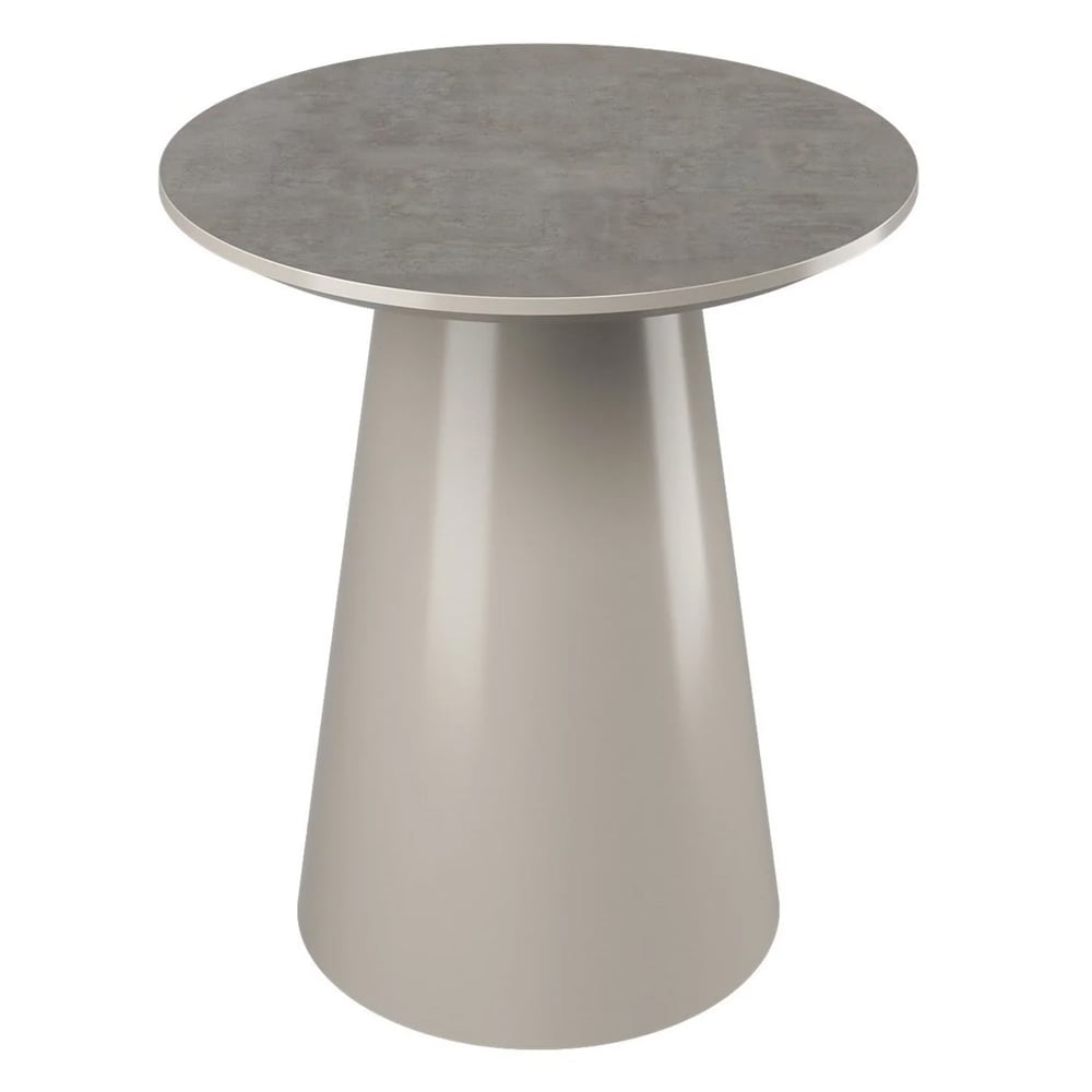 Simpsonville Wooden Round Side Table In Grey Concrete Effect