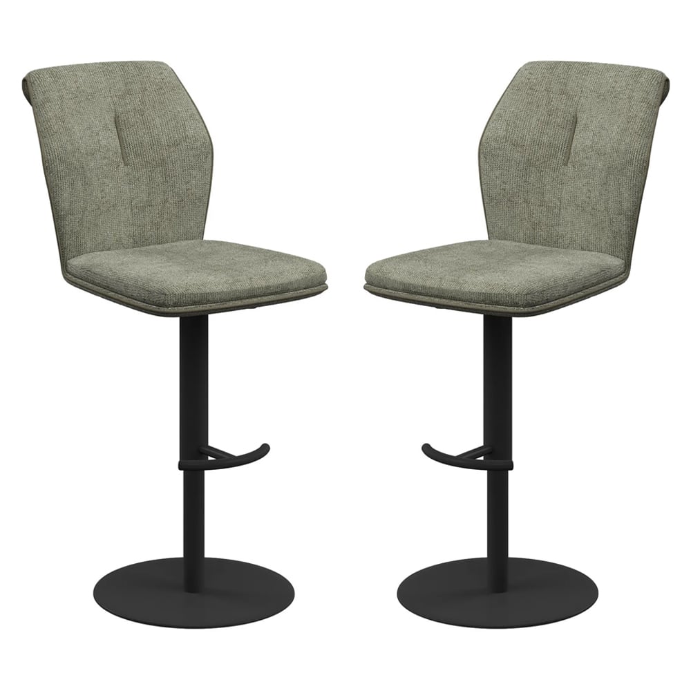 Simsbury Green Fabric Bar Chairs In Pair