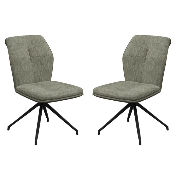 Simsbury Green Fabric Dining Chairs In Pair | Bed Sava