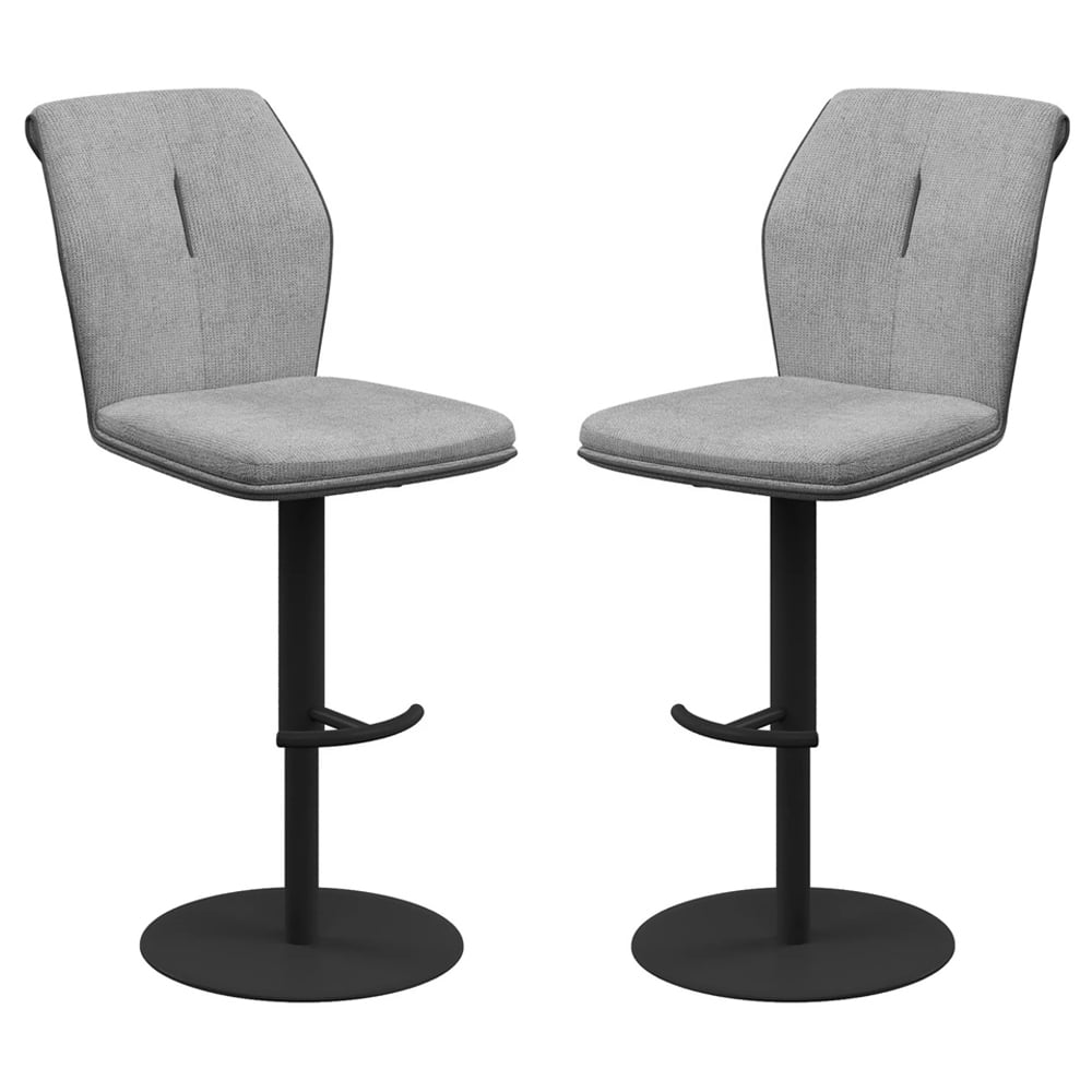 Simsbury Grey Fabric Bar Chairs In Pair