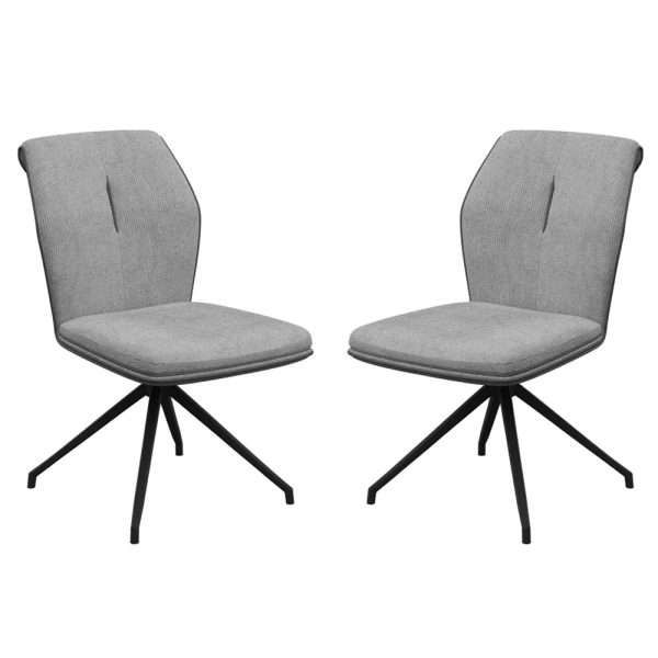 Simsbury Grey Fabric Dining Chairs In Pair | Bed Sava