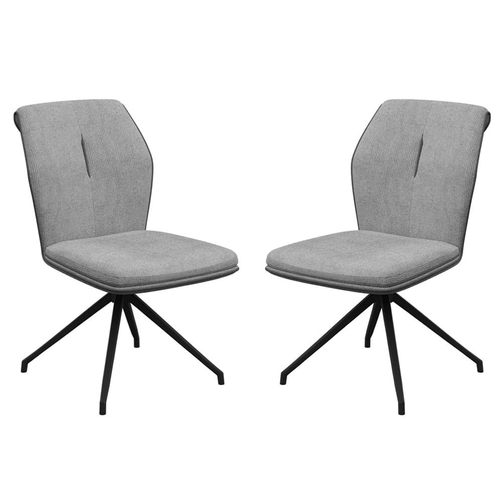Simsbury Grey Fabric Dining Chairs In Pair