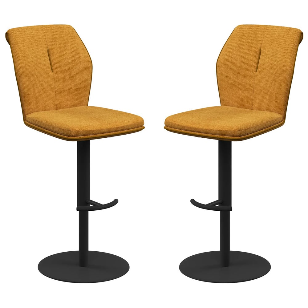 Simsbury Mustard Fabric Bar Chairs In Pair