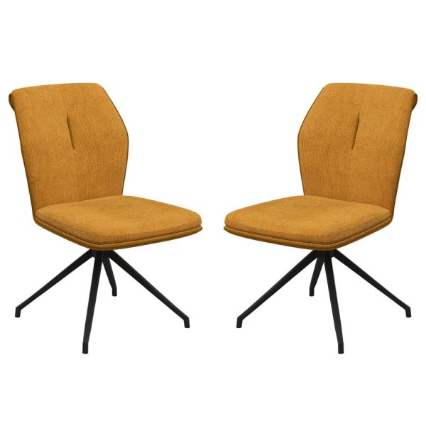 Simsbury Mustard Fabric Dining Chairs In Pair | Bed Sava