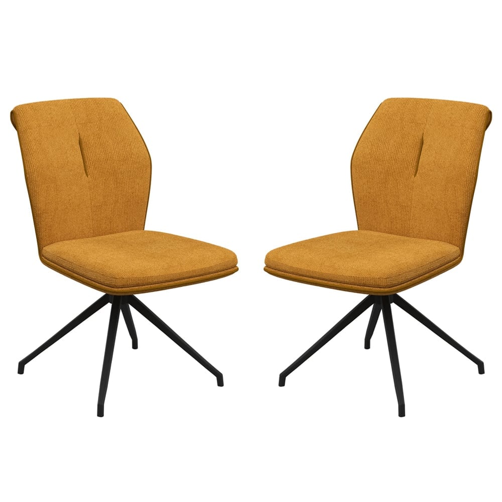 Simsbury Mustard Fabric Dining Chairs In Pair