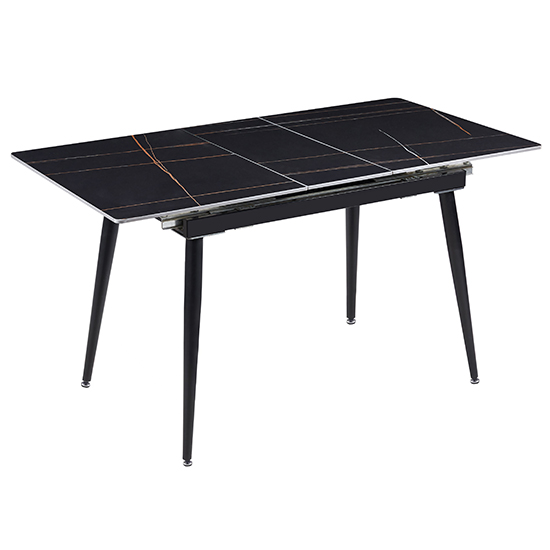Sion Sintered Ceramic Stone Extending Dining Table In Black Effect