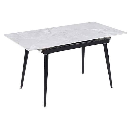 Sion Sintered Ceramic Stone Extending Dining Table In White Effect