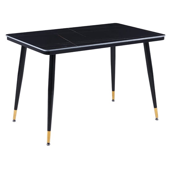 Sion Sintered Ceramic Stone Dining Table In Black Effect