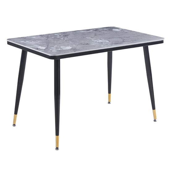 Sion Sintered Ceramic Stone Dining Table In Grey Effect