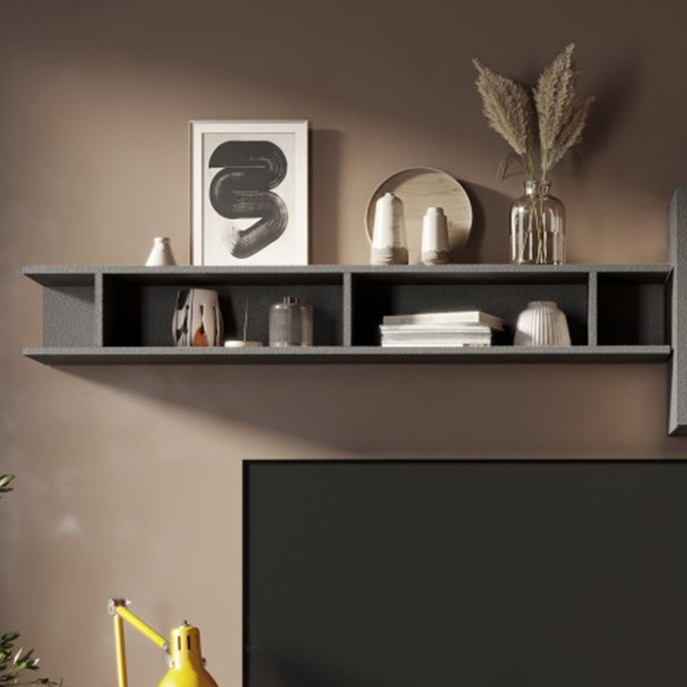 Skokie Wooden Horizontal Wall Shelf In Lava