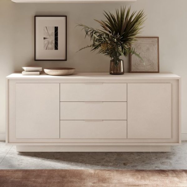 Skokie Wooden Sideboard 2 Doors 3 Drawers In Cashmere | Bed Sava