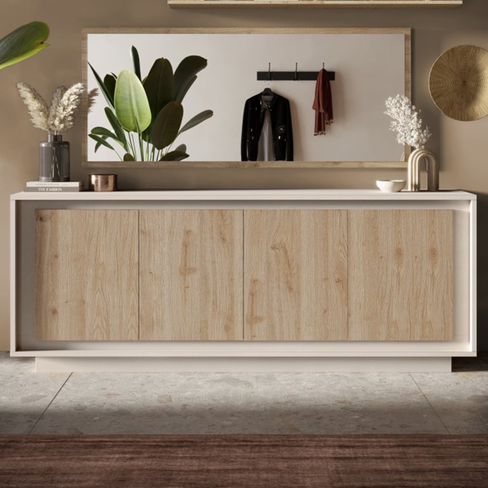 Skokie Wooden Sideboard With 4 Doors In Cashmere And Cadiz