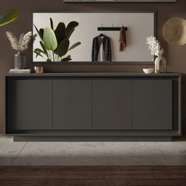 Skokie Wooden Sideboard With 4 Doors In Lava | Bed Sava