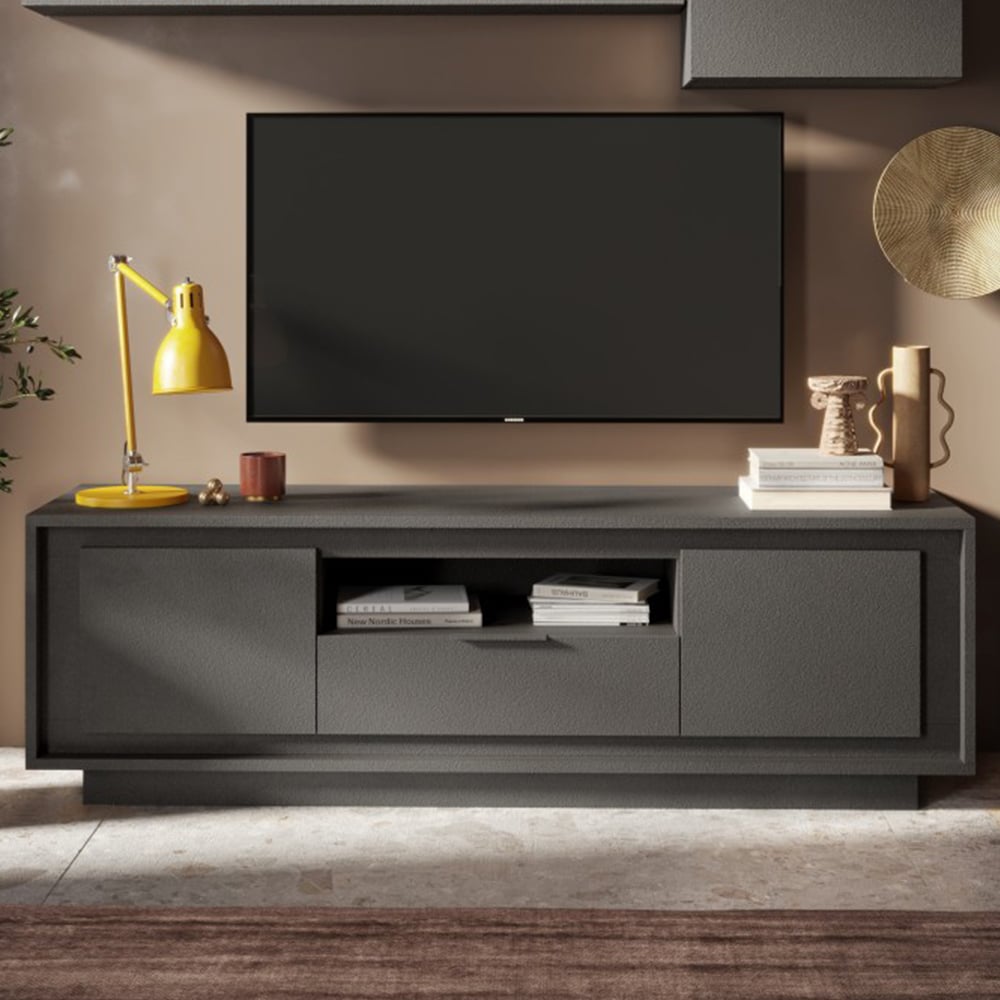 Skokie Wooden TV Stand 2 Doors 1 Drawer In Lava