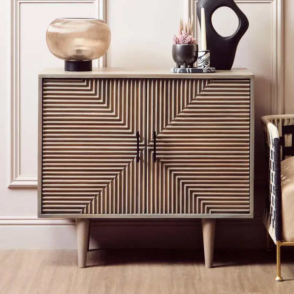 Slinger Wooden Storage Cabinet With 2 Doors In Greywash