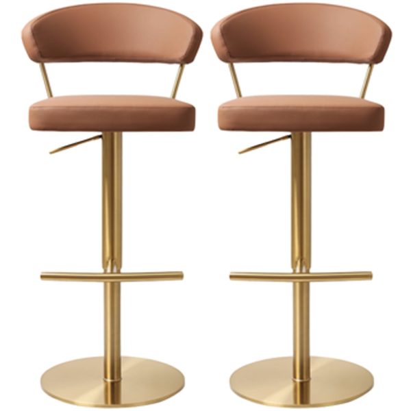Sloan Brown Leather Bar Stools In Pair | Bed Sava