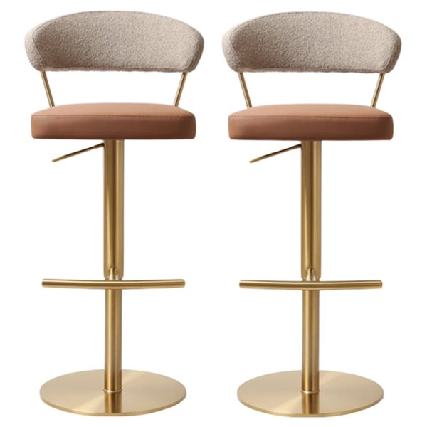 Sloan Brown Leather Fabric Bar Stools In Pair | Bed Sava