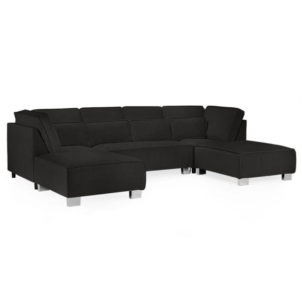 Sloan Fabric U Shaped Corner Sofa In Black | Bed Sava