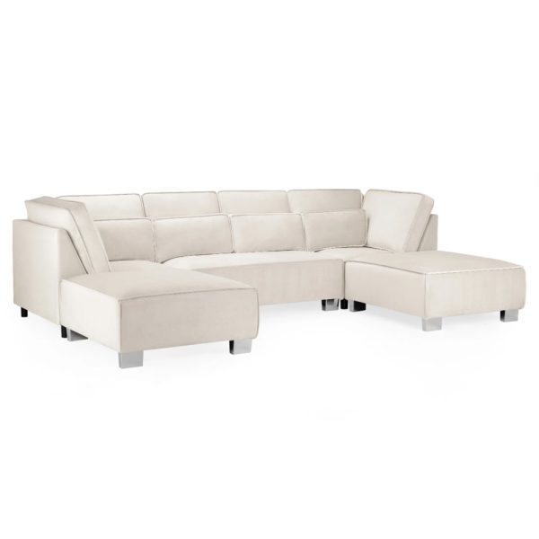 Sloan Fabric U Shaped Corner Sofa In Cream | Bed Sava