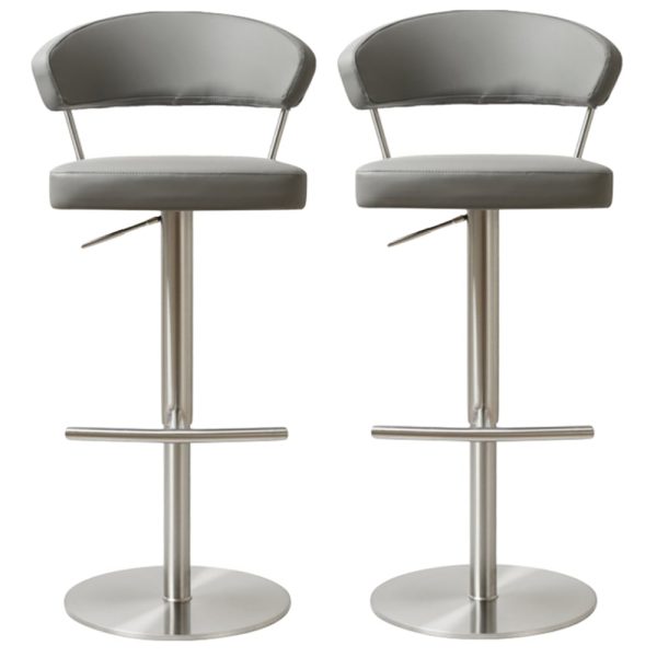 Sloan Grey Leather Bar Stools In Pair | Bed Sava
