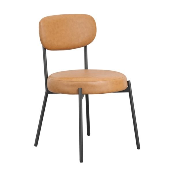 Smith PU Leather Dining Chair In Caramel | Bed Sava