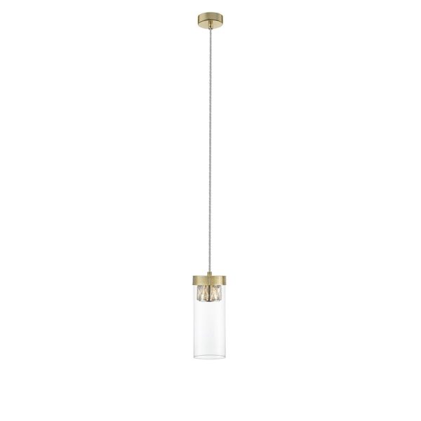 Socorro 1 Light Crystal Clear Pendant Light In Antique Bronze | Bed Sava