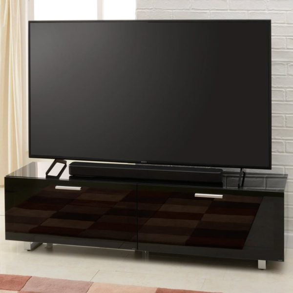 Sofia Large High Gloss TV Stand With Glass Top In Black | Bed Sava