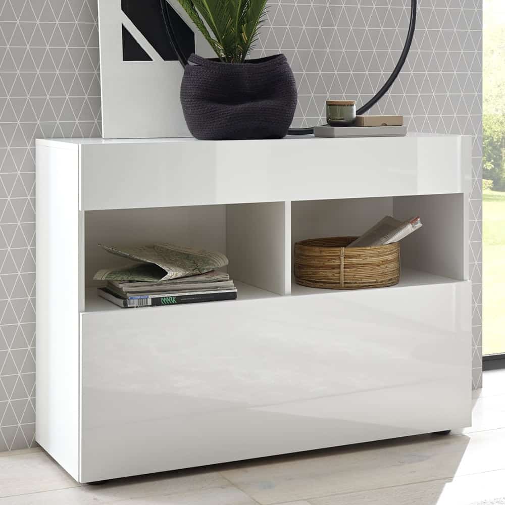 Solana High Gloss Sideboard With 1 Drawer In White