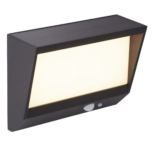 Solar LED Polycarbonate Outdoor Wall Light Vertical In Black | Bed Sava