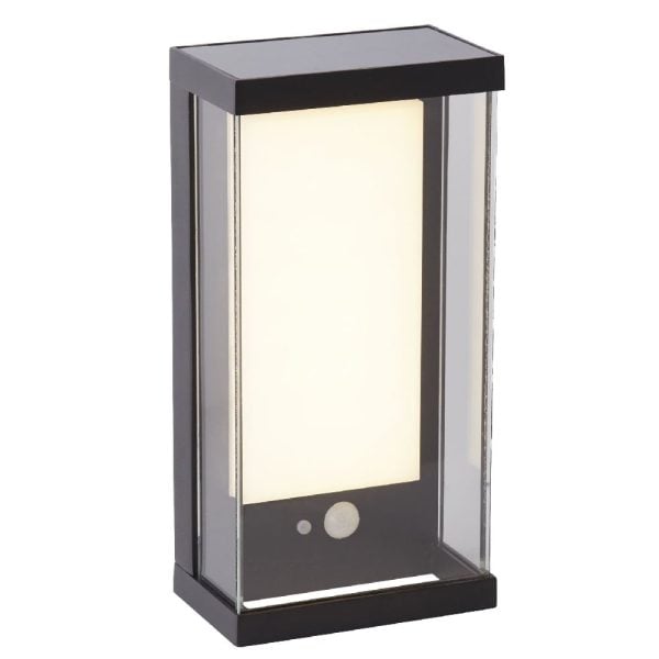 Solar LED White Polycarbonate Outdoor Wall Light In Black | Bed Sava