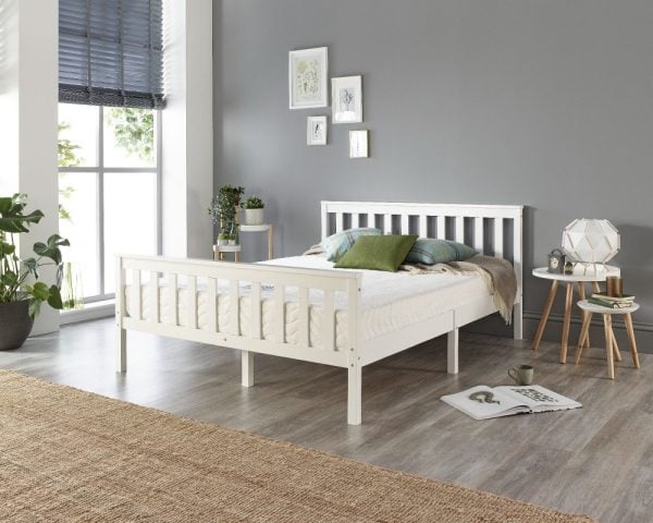 Solid Wood White Bed Frame  Single to Super King Sizes | Bed Sava
