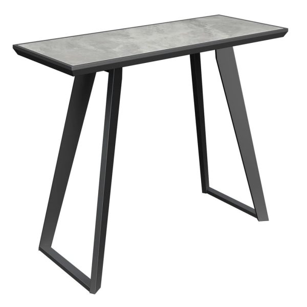 Sonora Sintered Stone Ceramic Console Table In Gloss Grey | Bed Sava