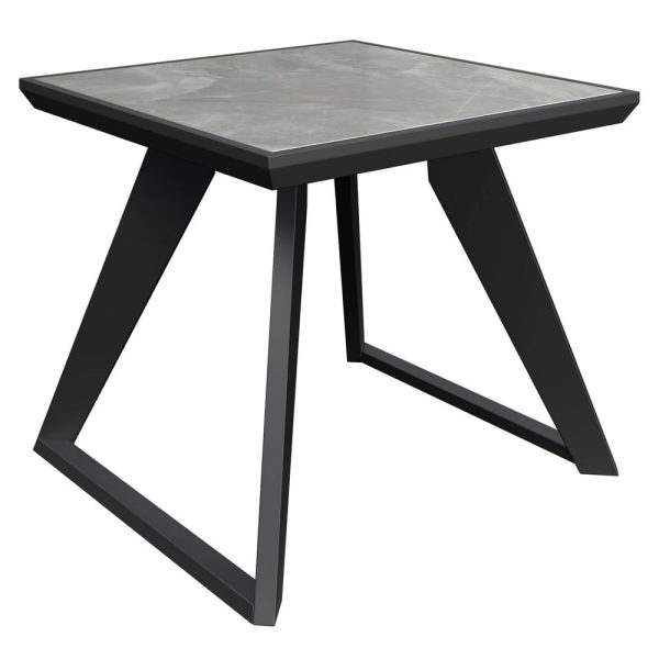 Sonora Sintered Stone Ceramic Side Table In Gloss Grey | Bed Sava