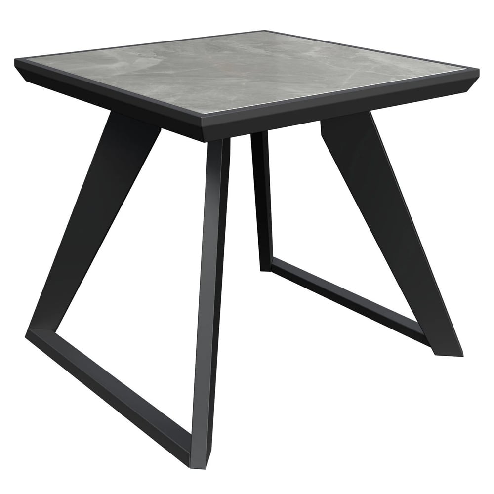 Sonora Sintered Stone Ceramic Side Table In Gloss Grey
