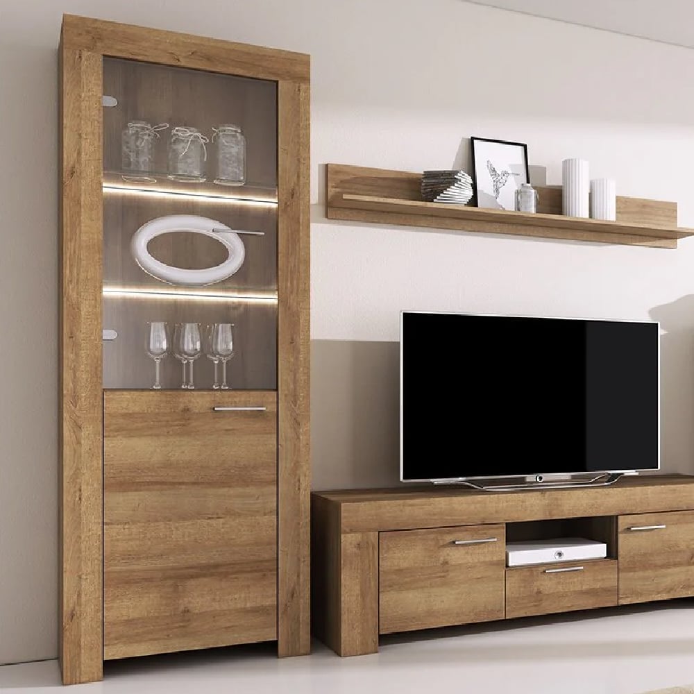 Sonora Wooden Display Cabinet With 2 Doors In Riviera Oak