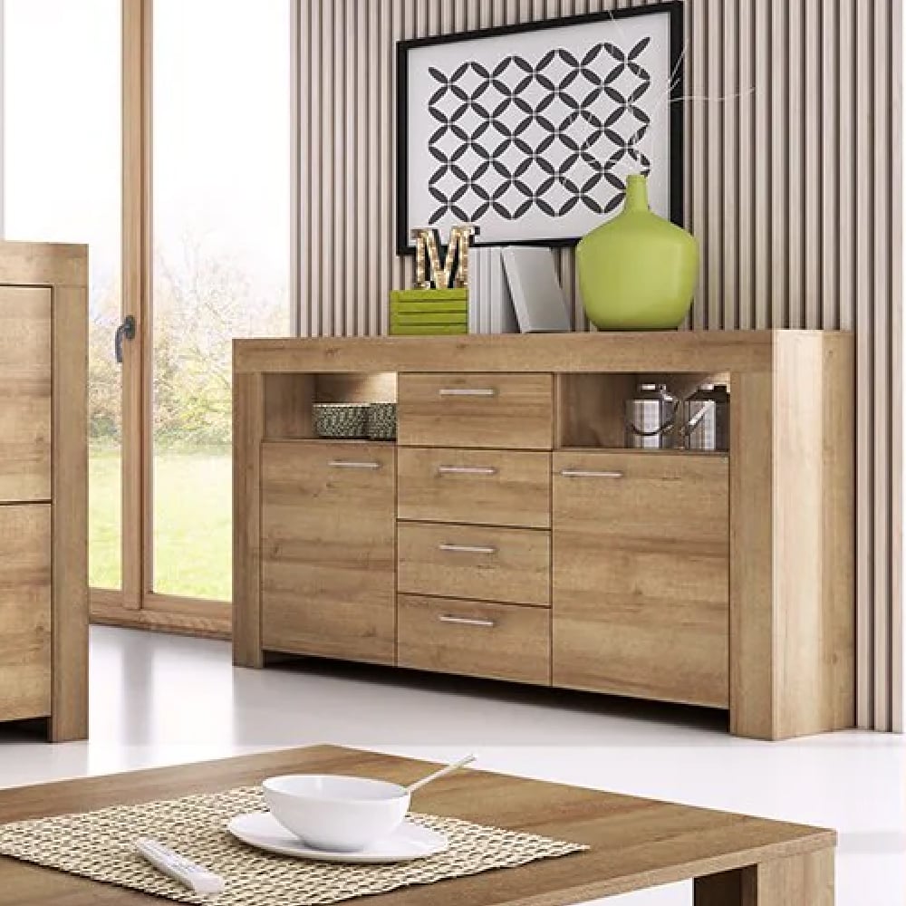 Sonora Wooden Sideboard With 2 Doors 4 Drawers In Riviera Oak