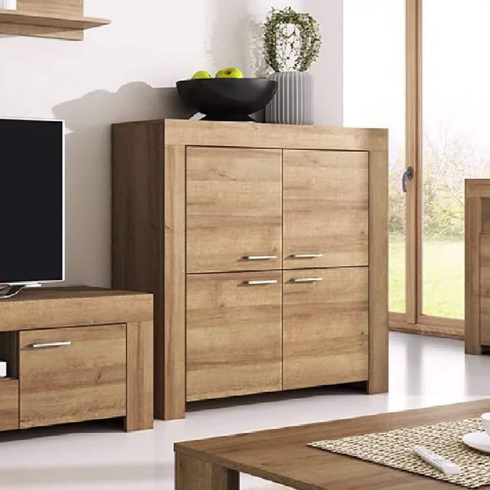Sonora Wooden Storage Cabinet With 4 Doors In Riviera Oak