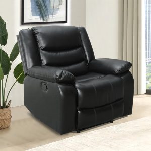 Sorreno Bonded Leather Recliner 1 Seater Sofa In Black | Bed Sava