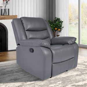 Sorreno Bonded Leather Recliner 1 Seater Sofa In Dark Grey | Bed Sava