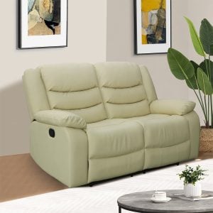 Sorreno Bonded Leather Recliner 2 Seater Sofa In Ivory | Bed Sava