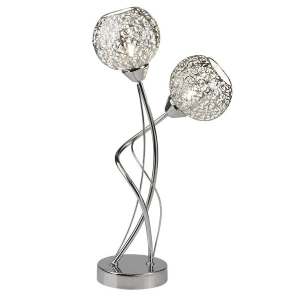 Souk 2 Light Laser Cut Shade Table Lamp In Chrome | Bed Sava