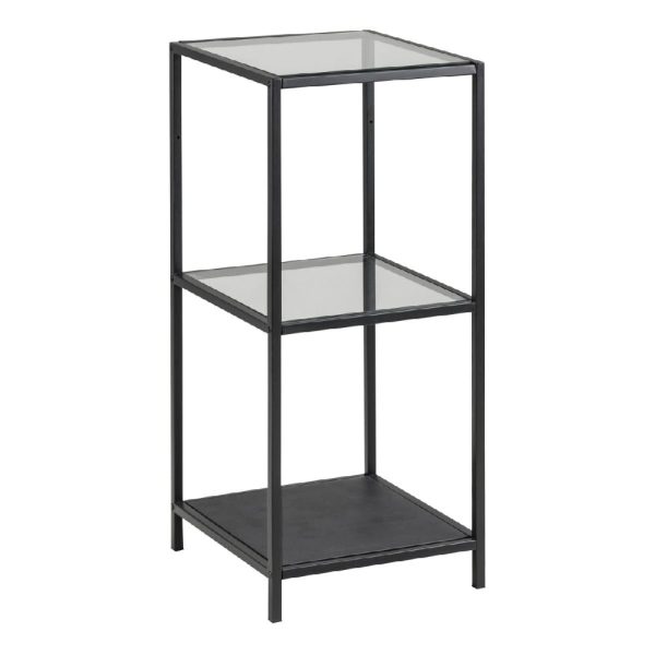 Sparks Clear Glass Bookcase With 2 Shelves And Black Metal Frame | Bed Sava