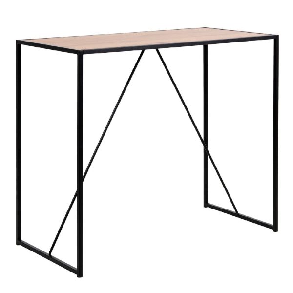 Sparks Wooden Bar Table With Metal Frame In Oak And Black | Bed Sava