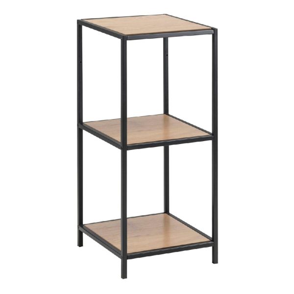 Sparks Wooden Bookcase With 2 Shelves And Metal Frame In Oak | Bed Sava