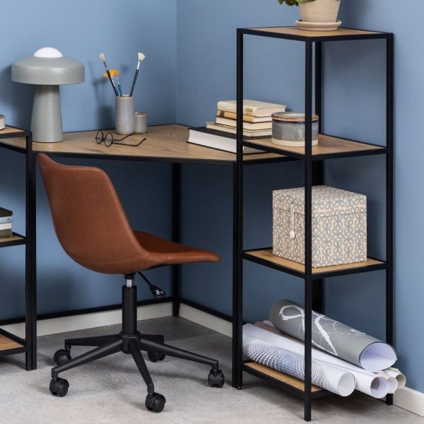 Sparks Wooden Bookcase With 3 Shelves And Metal Frame In Oak | Bed Sava