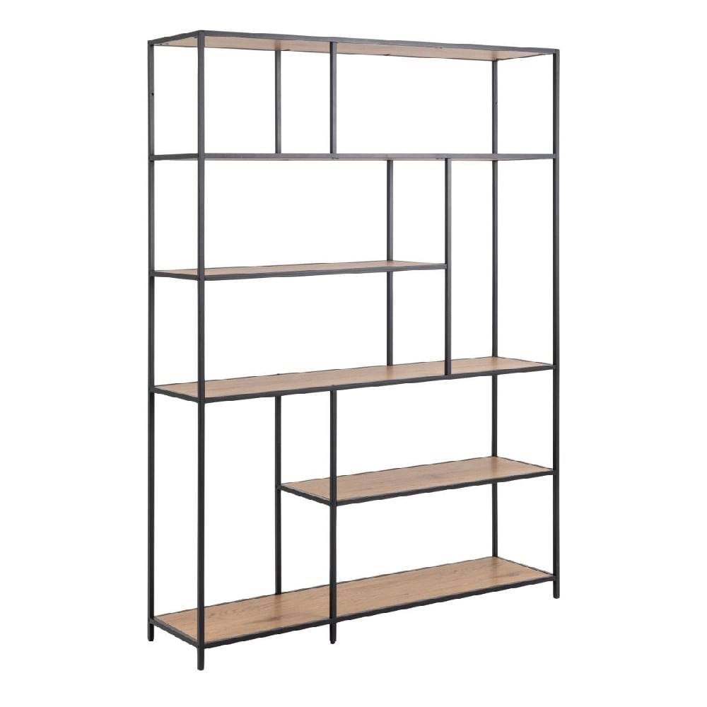 Sparks Wooden Bookcase With 5 Shelves With Metal Frame In Oak