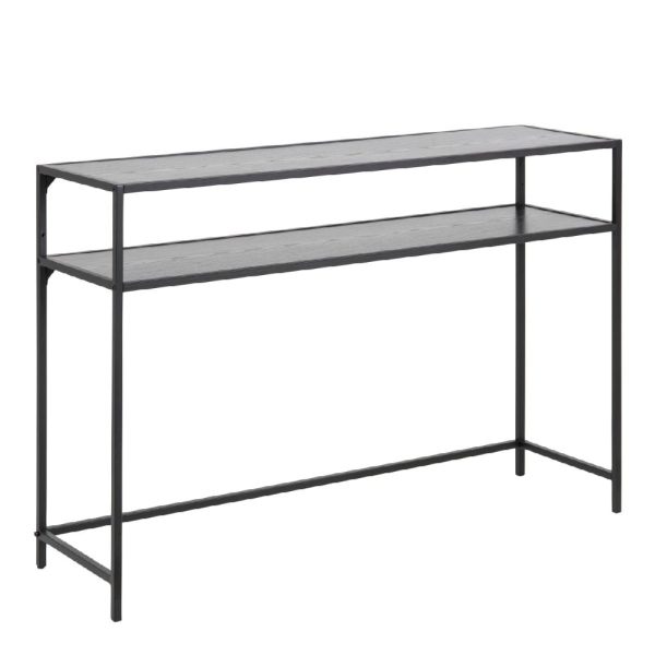 Sparks Wooden Console Table With 1 Shelf In Ash Black | Bed Sava