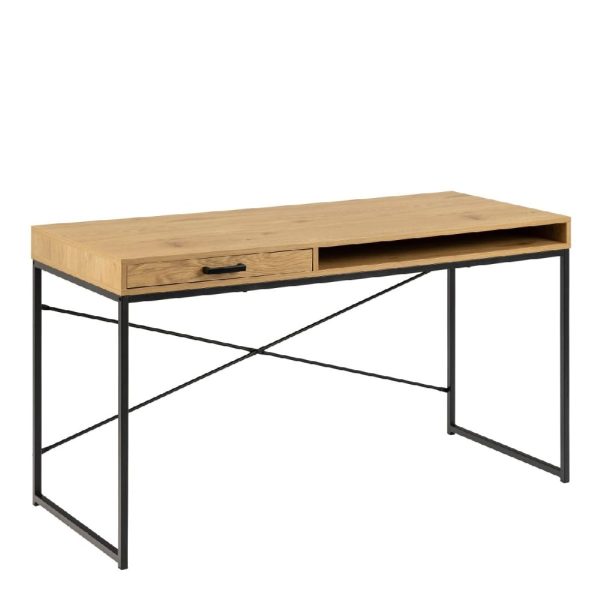 Sparks Wooden Laptop Desk With 1 Drawer And Metal Frame In Oak | Bed Sava