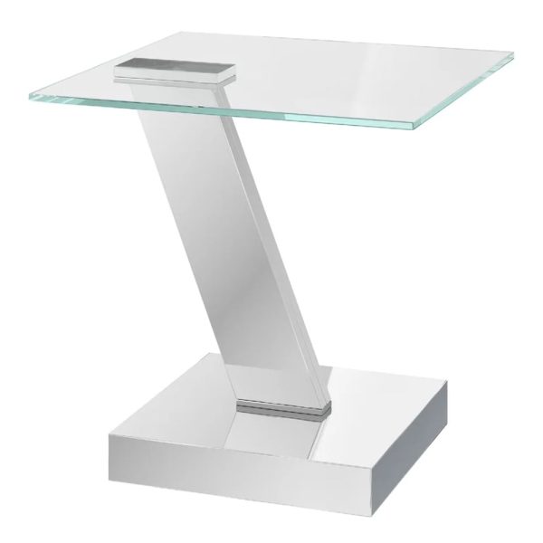 Spartanburg Clear Glass Side Table With Polished Chrome Base | Bed Sava